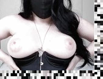 Goth girl bouncing boobs