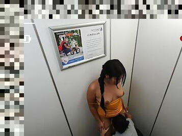 Two Hot Girls Stuck In The Elevator Having Public Sex