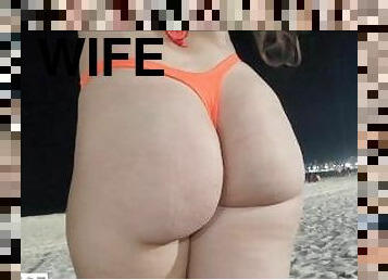 nudista, fiesta, público, esposa, amateur, cámara, playa, voyeur, bikini, exhibicionista