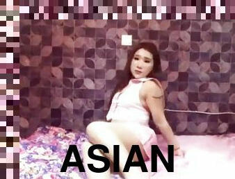 asiatique, masturbation, transsexuelle, étudiante, amateur, ejaculation-sur-le-corps, ados, ladyboy, ejaculation, brunette