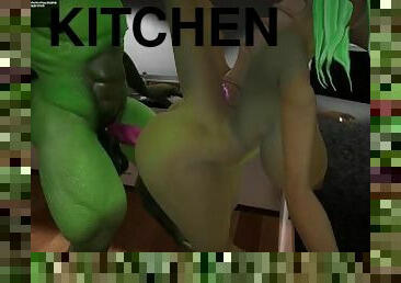 Furry Dragon Big Butt and Big Cock passionate sex in the kitchen Yiffalicious