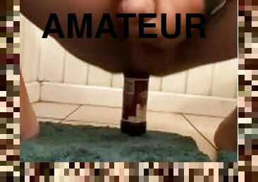 bouteille, amateur, ejaculation-sur-le-corps, gay, fétiche, solo