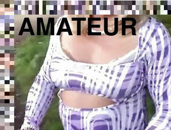 masturbation, en-plein-air, collants, transsexuelle, amateur, ejaculation-sur-le-corps, milf, britannique, solo, blanc