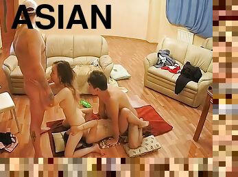 Petite Asian Hot Chicks Has Interracial Group Sex Orgy