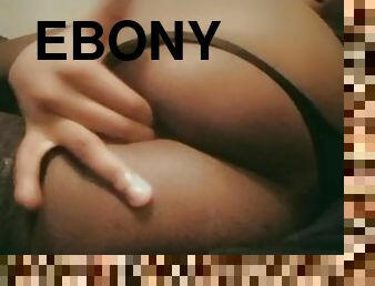 Ebony femboy fingers her pussy