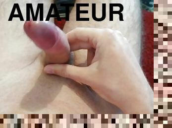 masturbation, amateur, ejaculation-sur-le-corps, énorme-bite, ados, branlette, secousses, solo, rasé, bite