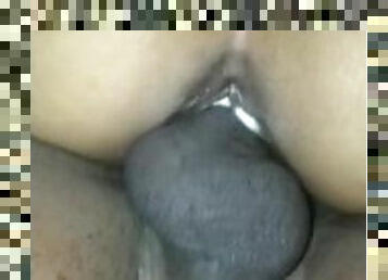 Ebony cuckold, fucking the cream out of his girl while he record????