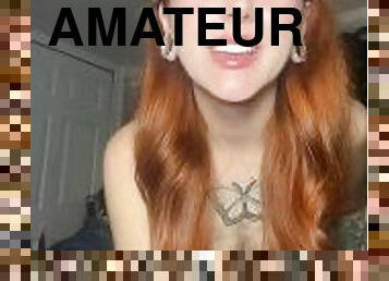 masturbation, fitta-pussy, amatör, rödhårig, juckande, pov, nätstrumpor, fetisch, femdom