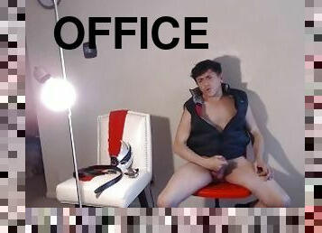 masturbation, bureau-office, vieux, amateur, gay, secousses, plus-agée, solo