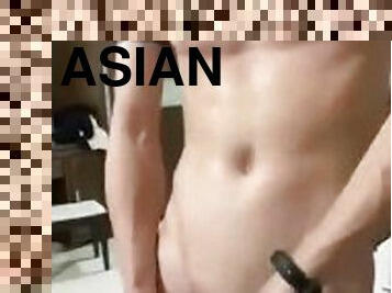 asiatisk, onani, cumshot, handjob, runking, cum, kåt