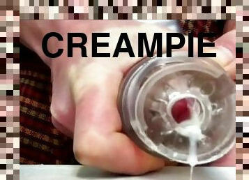 onani, udløsning, creampie, sperm, fisse, solo, bord