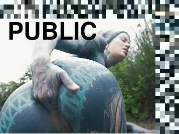 tattooed ANUSKATZZ gets ASS FUCKED in public / outdoors, gape, blowjob Alternative - Punk - Goth