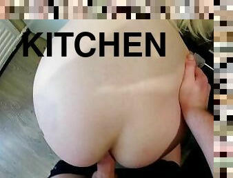 Cum in a minute from a tight ass in the kitchen