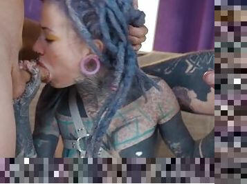 heavy tattoo girl ANUSKATZZ / DAP, ANAL, swallow, gape, prolapse, split tounge blow job / punk