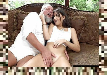 Naughty Grandpa Gets Sucked And Fucked Until He Cums On Teen Girls Cute Face