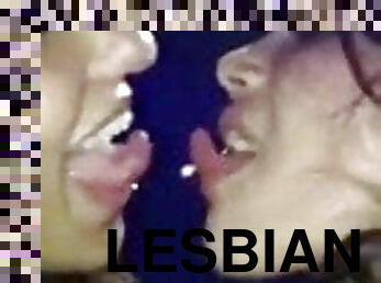 lesbiana, besando, italiano, club