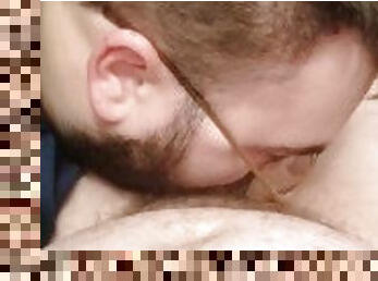 Gay cub gives chaser blowjob for Christmas