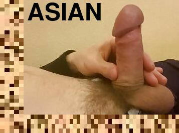 asiatique, énorme, masturbation, ejaculation-sur-le-corps, gay, secousses, ejaculation, parfait, solo, boules