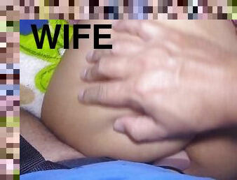 Unsatisfied wife asks for double penetration, husband uses double dildo