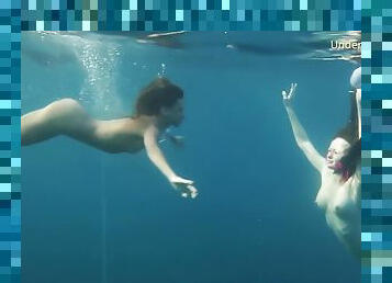 Underwater In The Sea Young Babes Swimming Nude