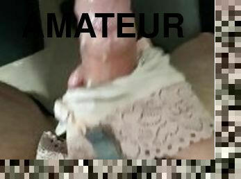 amateur, ejaculation-sur-le-corps, énorme-bite, branlette, culotte, ejaculation, solo, bite