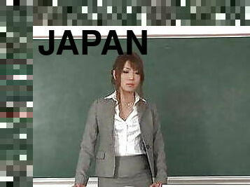 Japanese teacher masturbates and gives a blowjob in class