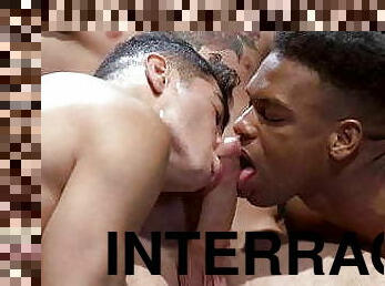 interracial, gay, a-três, musculado