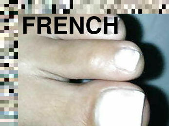 Long toenails french tips 
