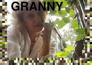 buntut, nenek-granny, buatan-sendiri, ibu, kereta, european, euro, kebun, putih