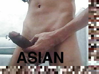 asiatique, masturbation, mamelons, gay, branlette, massage, minet