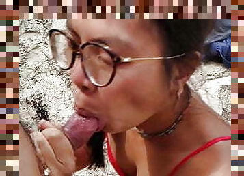 asian, di-luar, awam, amateur, pantai, gadis-koboi