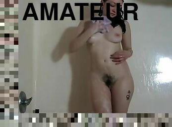 baignade, poilue, masturbation, amateur, britannique, douche, solo