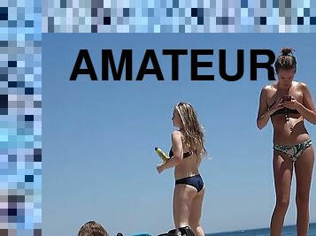 cul, gros-nichons, en-plein-air, public, amateur, ados, cam, plage, voyeur, blonde