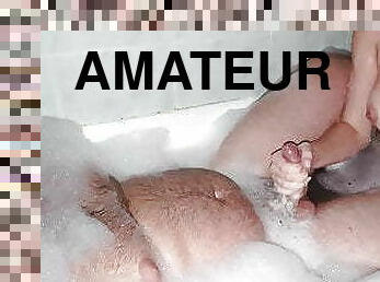 Horny girl makes him cum in the bathtub