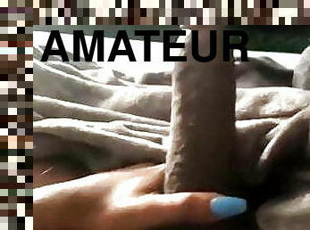 masturbation, shemale, amatör, mörkhyad, gigantisk-kuk, svart, ensam, kuk