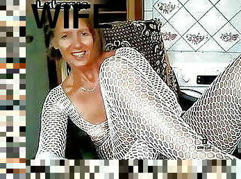 esposa, pés, mulher-de-casa, webcam, rede-de-pesca, branco, pernas