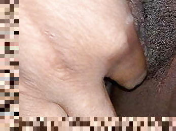 orgasmo, amateur, casero, mamá, negra, con-los-dedos, cachonda