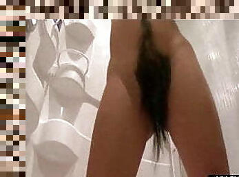 Super hairy pussy pissing, might be fake