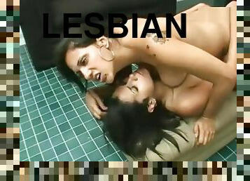 lesbienne, brésil, baisers, brunette