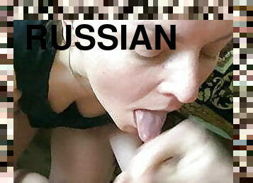 Normal Russian sex and cum swallowing.