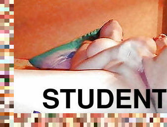 Sexy Student Passionately Plays With Pussy after College - Amateur