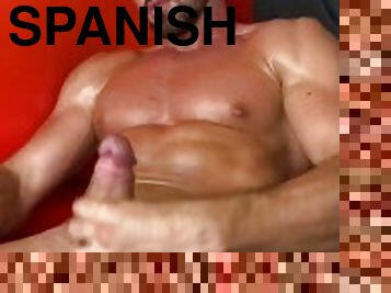 Spanish stud play with his big dick