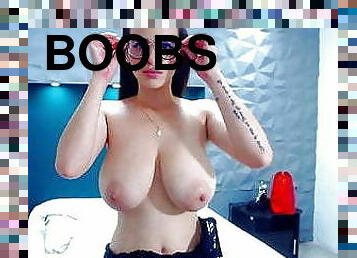 Colombian Katy shows off huge saggy boobs and masturbates