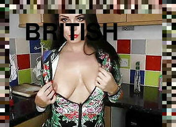 British beauty feeling naughty in the kitchen 