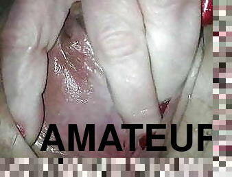 clito, masturbation, chatte-pussy, amateur, mature, belle-femme-ronde, doigtage, rousse, cognage, américaine