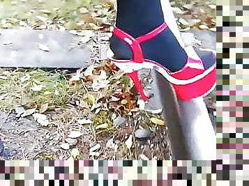 Lady L  red xtreme high heels .(video short version)