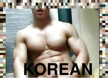 Korean Muscle Dude with hot abs jerk and cum