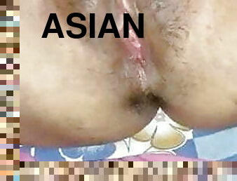 asiatique, masturbation, chatte-pussy, femme, doigtage, vagin, gros-plan