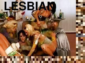 fête, fellation, lesbienne, hardcore, sexe-de-groupe, humide