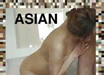asiatisk, fitta-pussy, kvinnligt-sprut, mogen, creampie, brutal